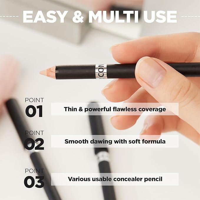 THESAEM Cover Perfection Concealer Pencil – Non Comedogenic spot Eraser - Conceal Blemish,Aging Spot,Acne&Freckle – Multi-Use Under Eye Concealer for Dark Circle,1.4g (1.0 Clear Beige)