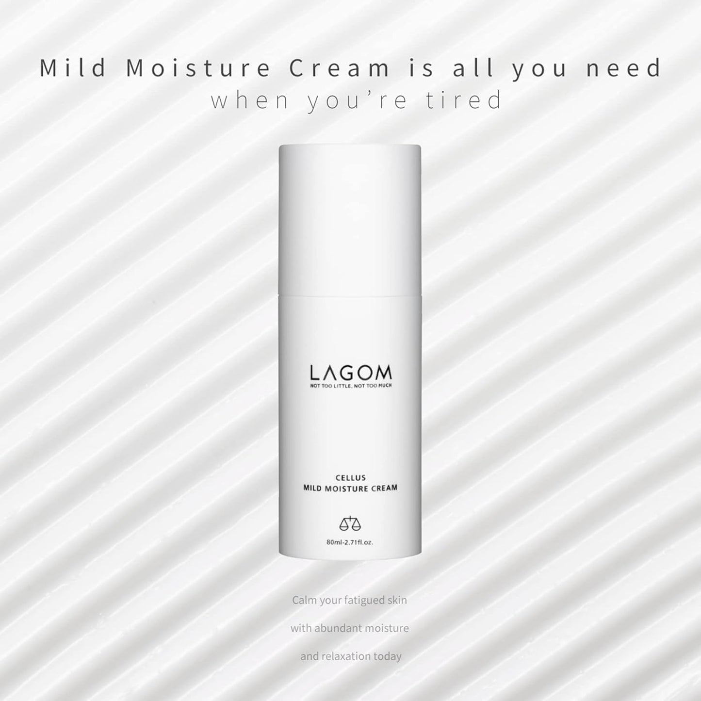 LAGOM Cellus Mild Moisture Cream with D-panthenol, Natural Moisturizer, Hypoallergenic, Fragrance-Free, Refreshing Herbal Face Lotion for Sensitive Skin 2.71 Fl Oz
