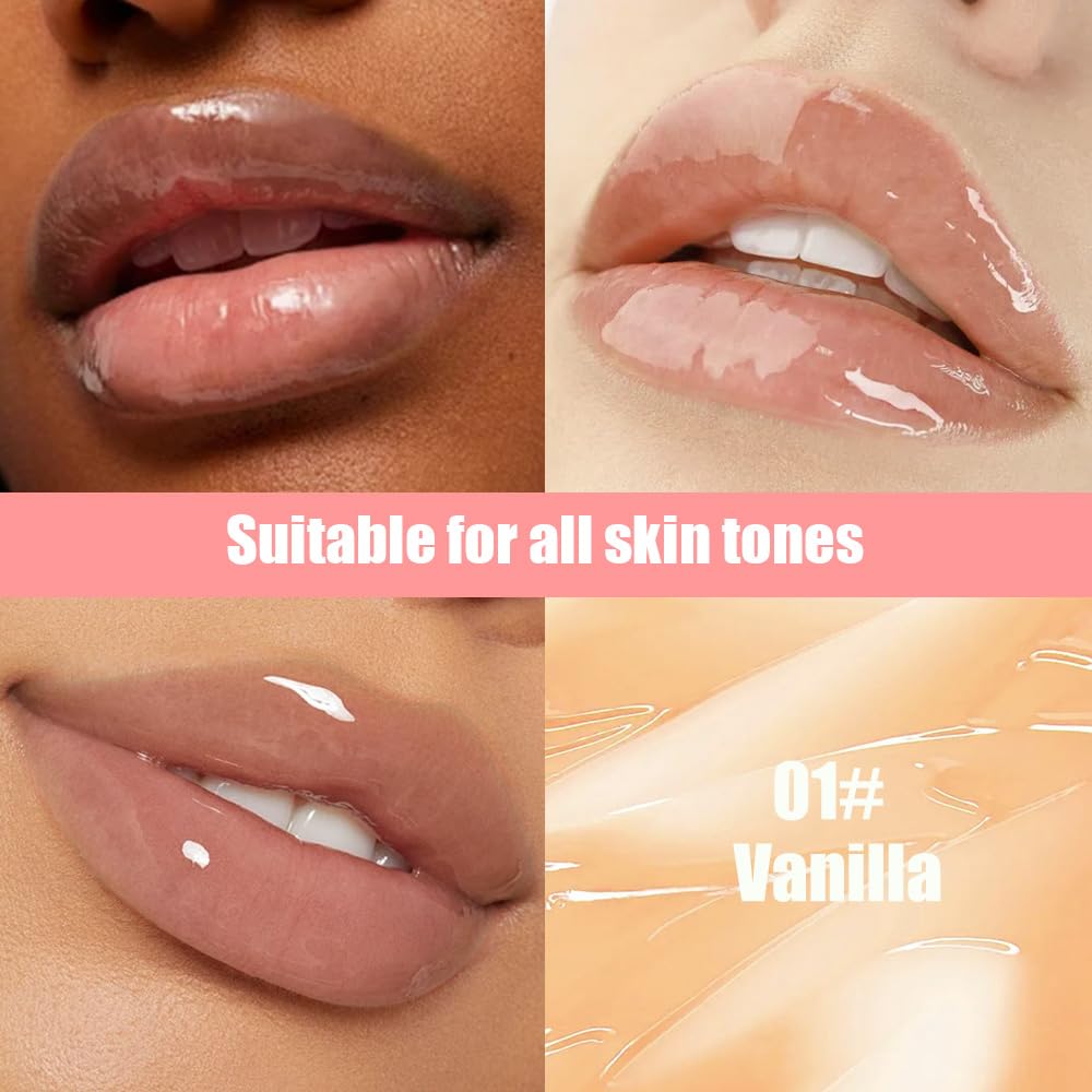 Summer Hydrating Lip Butter Balms Lip Gloss,Natural Vegan Lip Balm Tinted for Instant Moisture,Shine,Hydration Sheer-Tinted,Soothes & Softens Dry Lips,Bálsamo labial hidratante 01#Vanilla (0.5 Fl Oz)