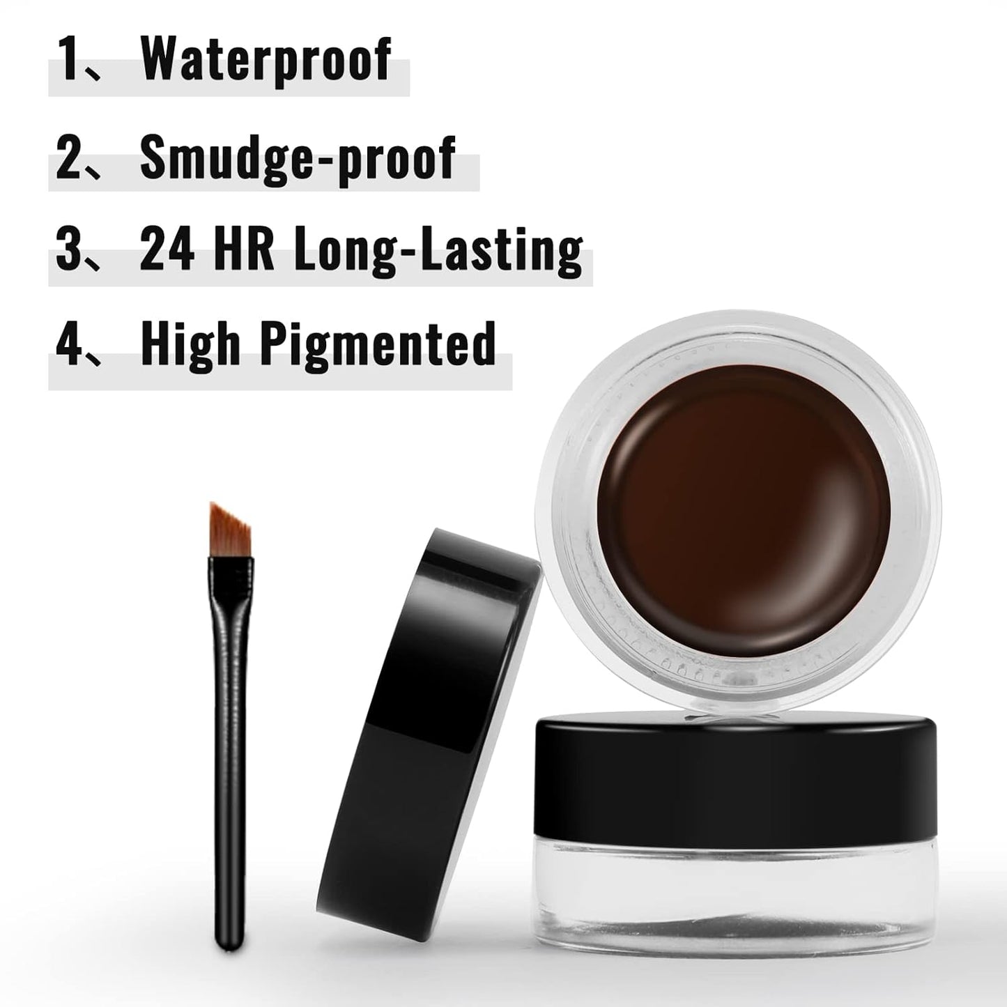 Erinde Brown Gel Eyeliner, Waterproof Cream Eyeliner Gel Pot, High-Intensity Pigments Long Lasting Smudge-Proof Eye Liner Eyebrow Makeup, Waterline Matte Eye Liner with 2PCS Brushes, 06 Brown