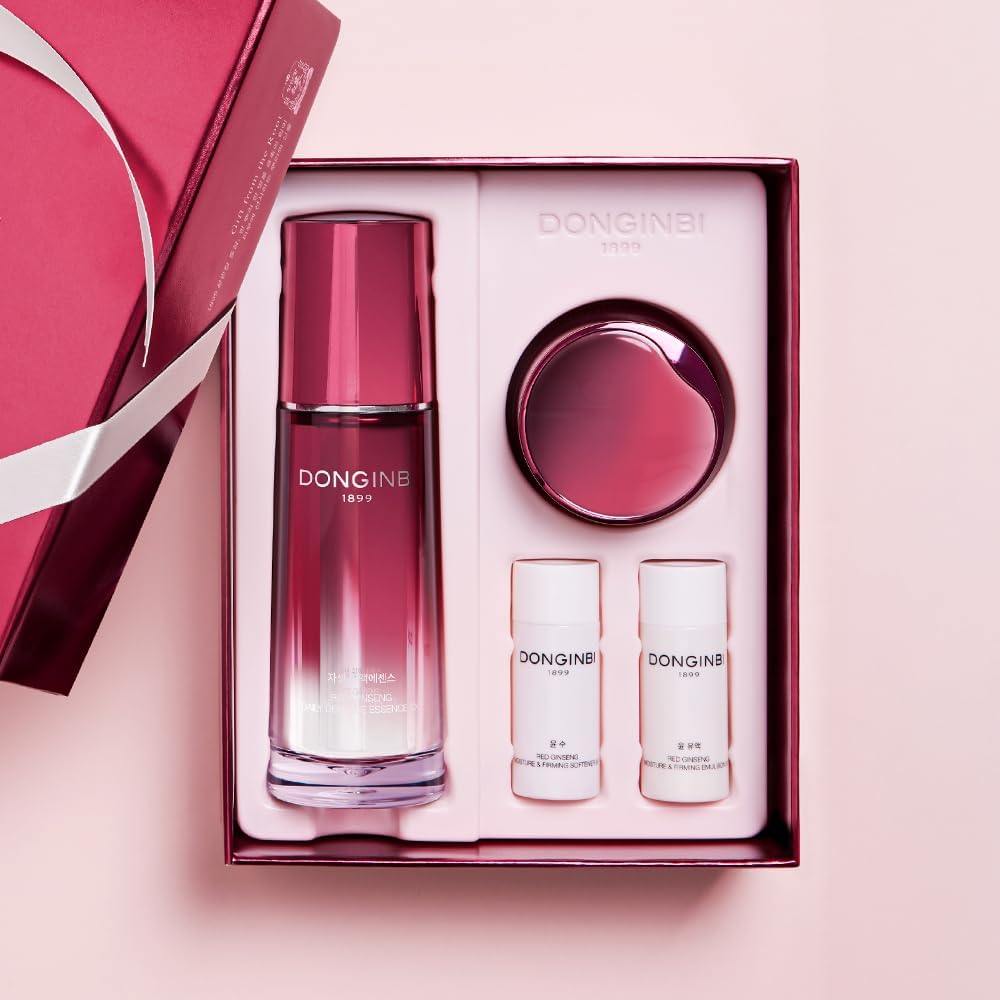 Donginbi Red Ginseng Daily Defense Special Set - Firming Cream(0.85 floz) & Korean Red Ginseng Essence(2.03 floz), Skin Barrier Repair Serum for Dry Skin, Korean Skin Care Gifts for Women