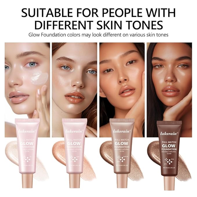 Full Match Glow Foundation, Enhance Foundation Natural Glow, Professional Coverage for a Flawless Look (Deep, Large)
