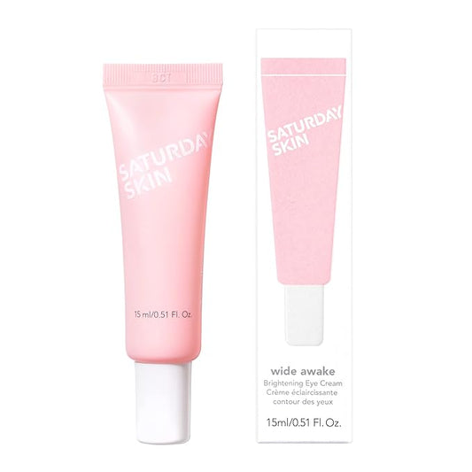 Saturday Skin Wide Awake Brightening Cream Illuminating Eye Cream for Wrinkles, Puffy Eyes + Dark Circles Lightweight, Moisturizing, Deeply Hydrates(0.51 Fl Oz (15ml))