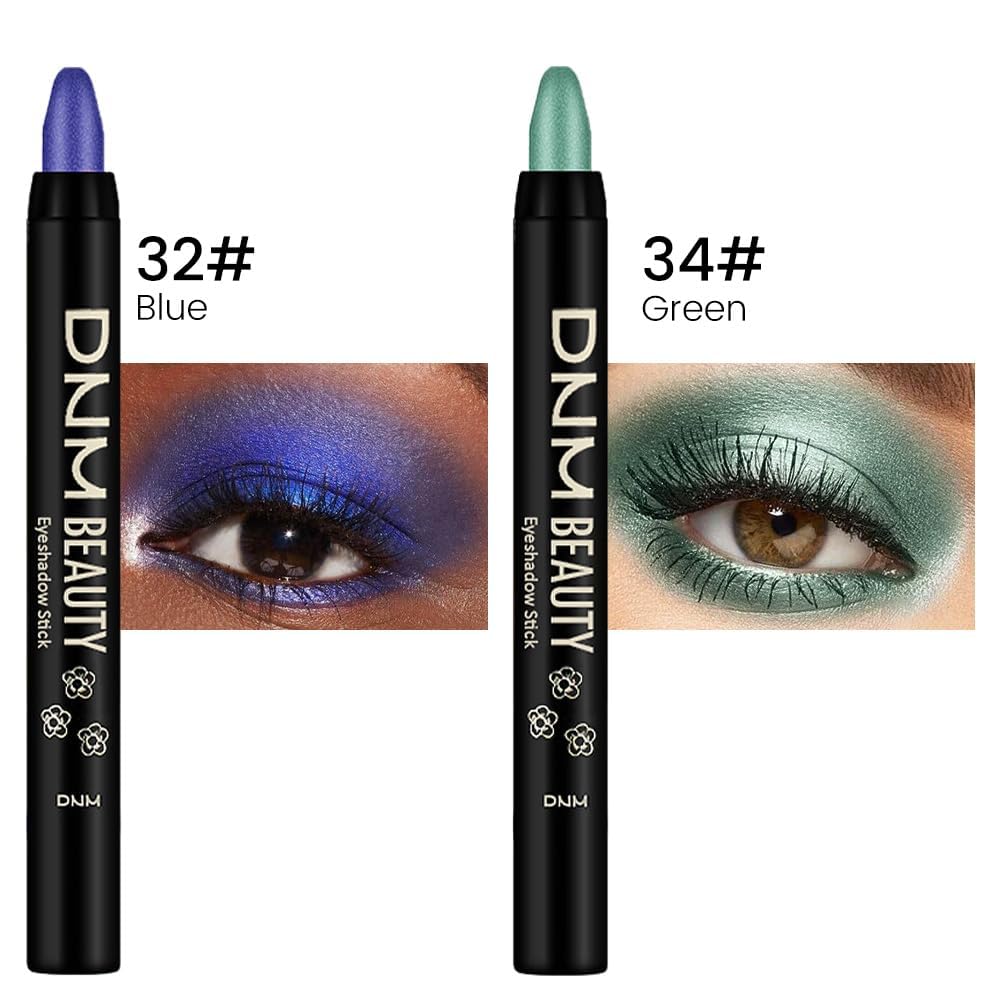 evpct 2Pcs Cream Eyeshadow Sticks Set for Eyes Waterproof, Blue Shimmer & Green Shimmer Matte Eye shadow Stick Pencil Pen Bulk sombras en crema para ojos 32+34