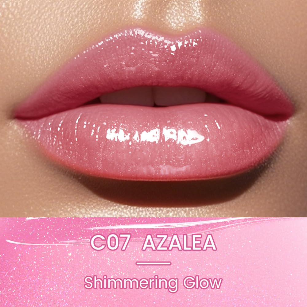 CATKIN Glossy Lip Balm Ultra Hydating Glow Lip Tinted Jelly Plumping Melting Balm Shea Butter Repair Soothing For Dry Lips 0.12 oz C07 AZALEA