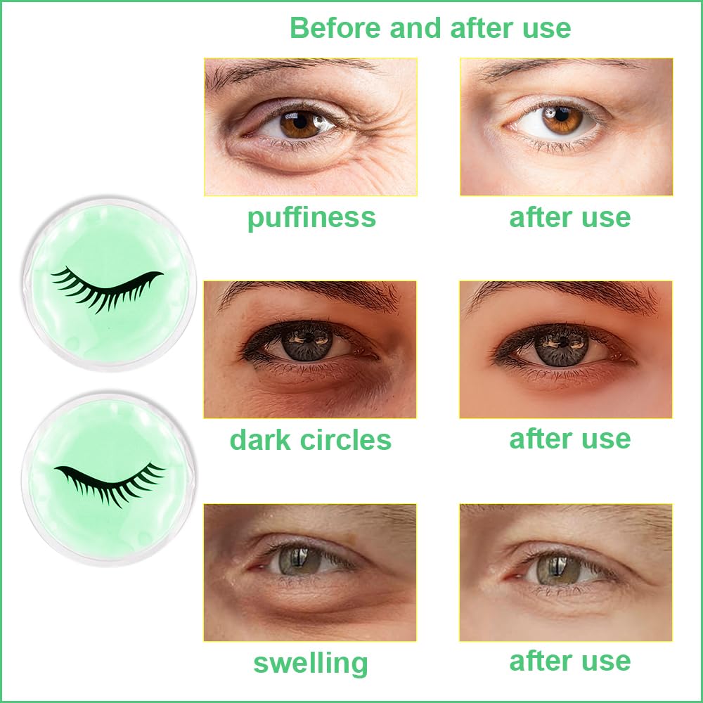 Face Eye Masks for Dark Circles and Puffiness, Migraines, Headache, Stress, Redness, Acne, Cooling Face Masks for Women Man, Hot Cold Use Ice Face Mask. (Green)