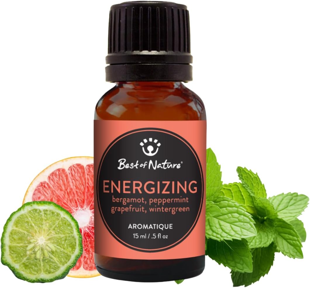 Energizing Essential Oil Blend – Peppermint, Bergamot, Grapefruit & Wintergreen – 100% Pure for Diffuser, Focus, and Daily Boost – Uplifting Aromatherapy