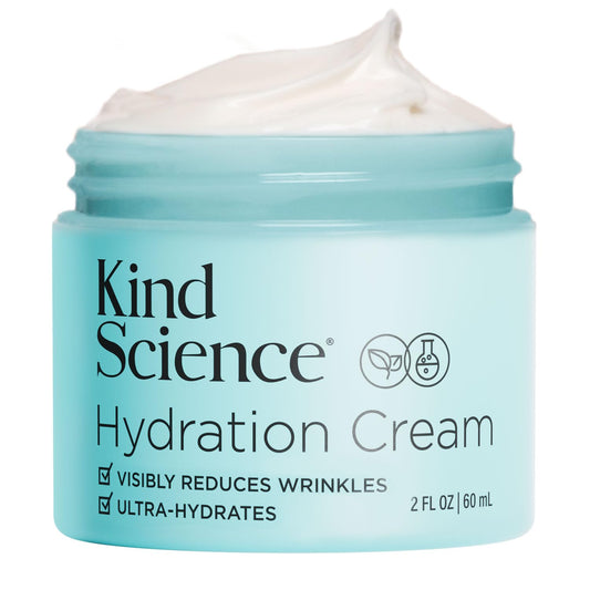Kind Science Hydration Cream - Moisturizer Face Cream For Women - Anti Aging for Day and Night - Visibly Reduces Wrinkles, Improves Smoothness & Elasticity - Fragrance Free, Cruelty Free, 2 oz