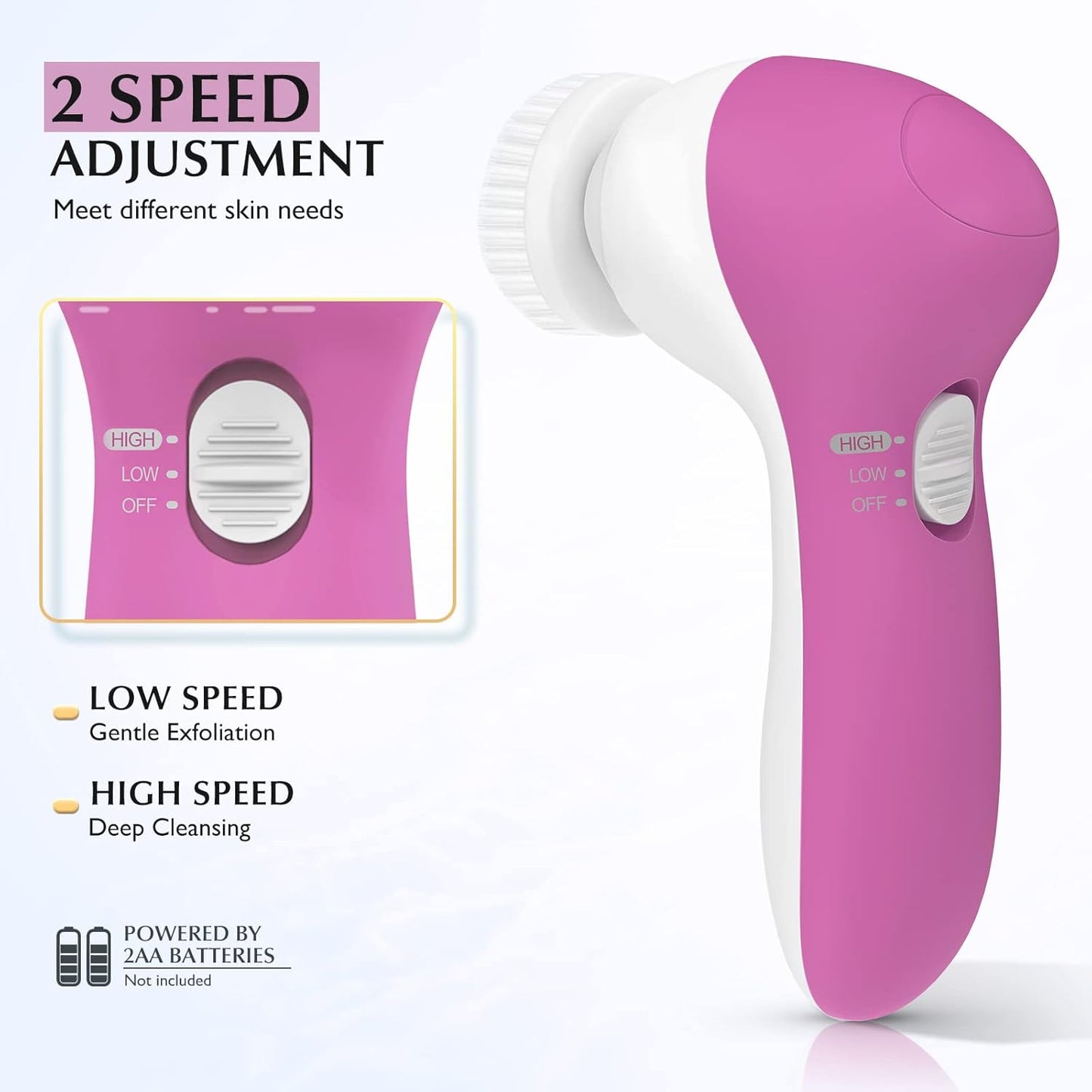 COSLUS Facial Cleansing Brush Silicone Face Scrubber: 7 in 1 FBS-D Electric Exfoliating Rotating Massage Device Waterproof Deep Cleaning Exfoliation Spa Machine - Electronic Skin Care Wash System