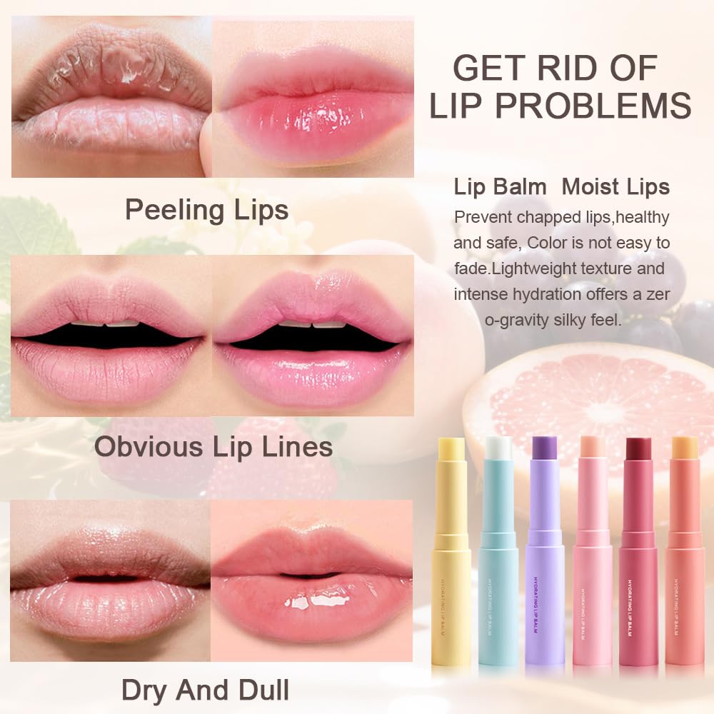 Nourishing Lip Balm for Dry & Chapped Lips, Ideal Lipstick Primer for Women, Deep Moisturization Chapstick, Vegan Tinted Lip Balm, Hydrating, Fall Winter Lip Care, 1#+2#