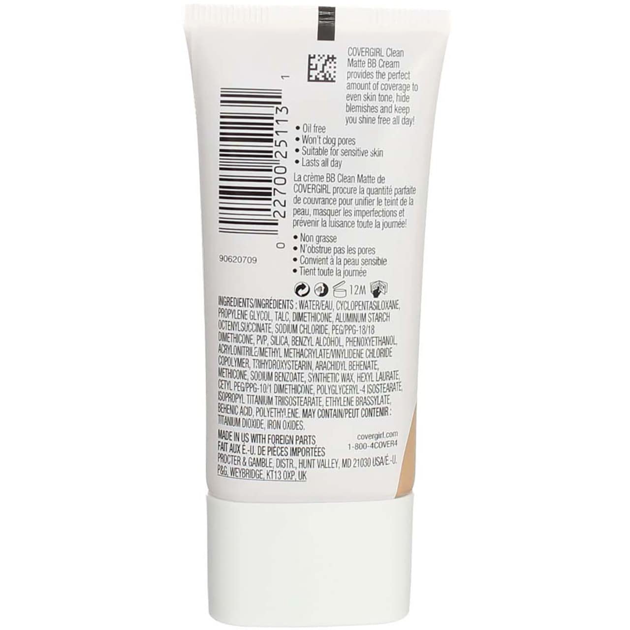 COVERGIRL - Clean Matte BB Cream, Oil-Free, Long-Lasting, Sensitive Skin, Lightweight, 100% Cruelty-Free