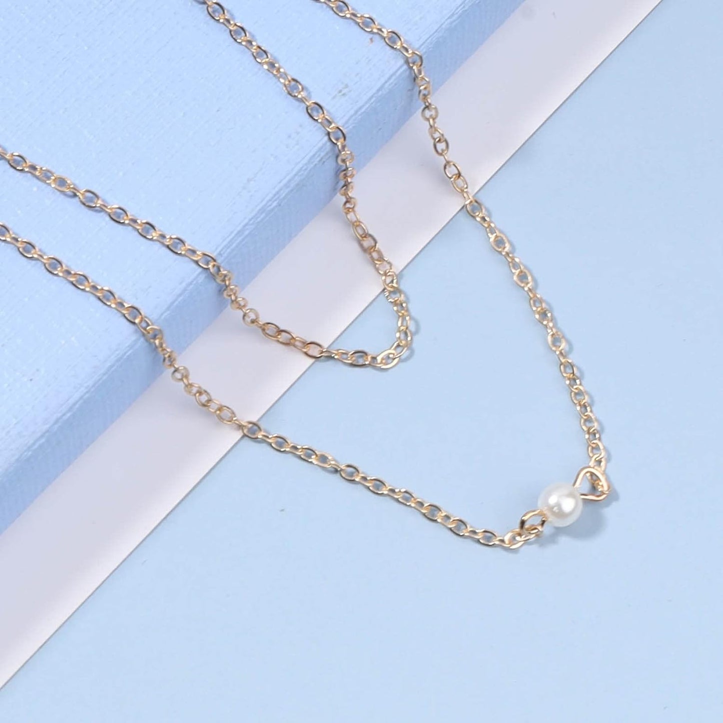 Boho Layered Pearl Choker Necklace Gold Pearl Pendant Necklace Tiny Dot Layering Necklace Vintage Necklace Chain Jewelry for Women and Girls Gifts