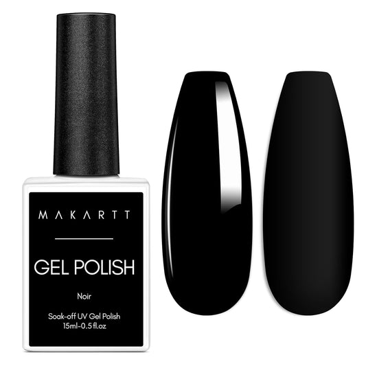 Makartt Black Gel Nail Polish 15ml, Noir Soak Off Gel for DIY Manicure & Nail Art Designs, UV/LED Light Cured, Long-Lasting Finish for Home & Salon Use