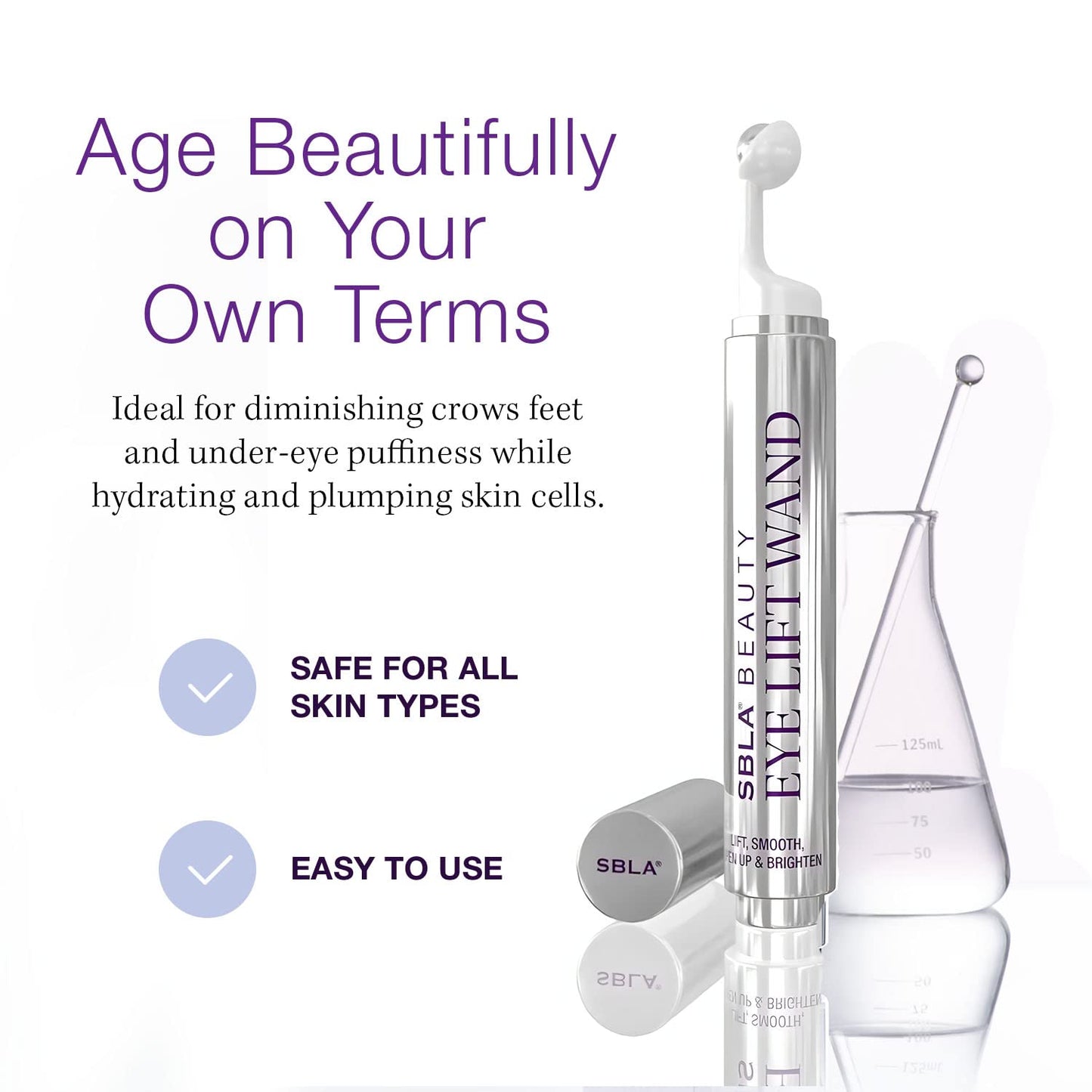 SBLA Beauty - Eye Lift Wand 0.5 Fl Oz / 15ml - Lift Droopy Eyelids - Smooths Eyelid Creases - Tightens and Hydrates Entire Eye Area - Reduces Wrinkles - Brightens Eyes - Easy Application Wand