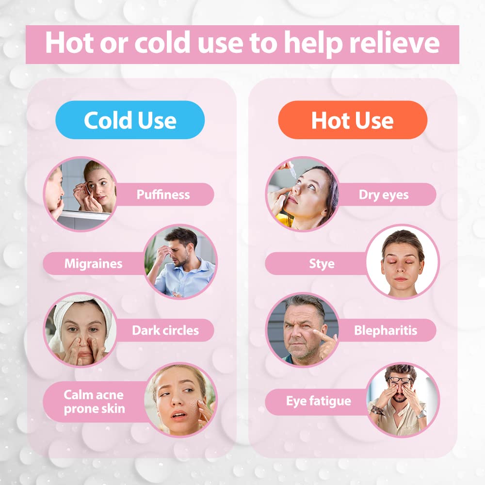 NEWGO Cooling Gel Cold Eye Mask for Puffy Eyes, Reusable Ice Pack with Soft Plush Backing for Dark Circles, Migraine, Stress Relief - Pink