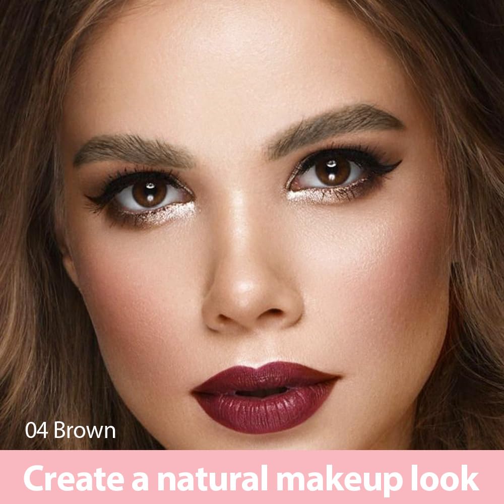 evpct 2Pcs Brown Magic Microblading Dual-Ended Eyebrow Contouring Pen Brow Pencil, with 4 Brush Micro-Fork-Tips Applicator and Precise Brush-Tip, Hair Like Strokes, with Dual-ended Eyebrow Brush