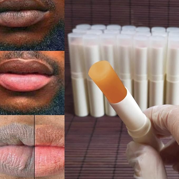 2PC Lip Balm Fade Dark Pigment Whitening Moisturizing Lip Hyaluronic Acid Exfoliating Dead Skin Lightening Lip Care (Orange)