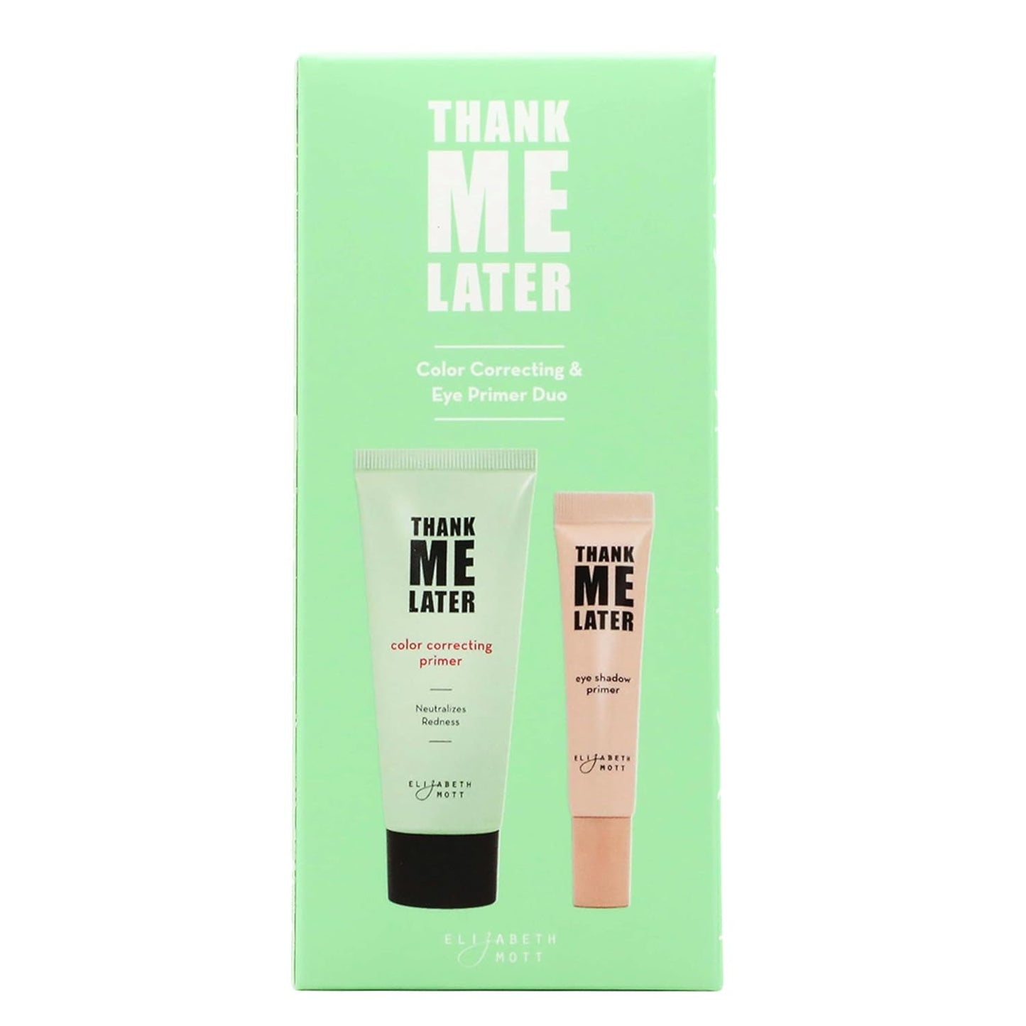 Elizabeth Mott Thank Me Later Color Correcting & Eye Primer Duo – Face Primer with Niacinamide for Redness Control & Smooth Makeup Base – Eye Primer for Long-Lasting, Crease-Free Eyeshadow – 30g + 10g