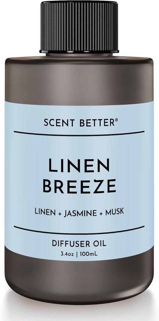 Scent Better Linen Breeze Aroma Essential Oil Blend: an Aromatherapy Blend of Linen, Jasmine, and Musk for Ultrasonic Diffusers & Nebulizers (3.3 Fl Oz, 100 mL)