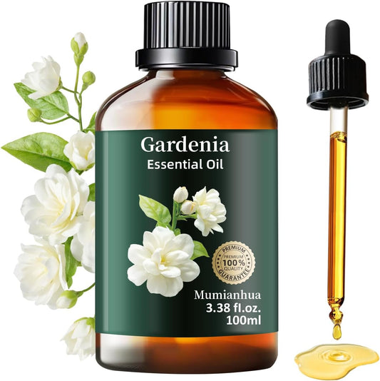 Mumianhua 100% Pure Gardenia Essential Oil Natural Gardenia Oil for Bedroom Diffuser, Laundry Boost & Women's Perfume | Therapeutic Grade for Candle Making & Skin 3.38 Fl Oz