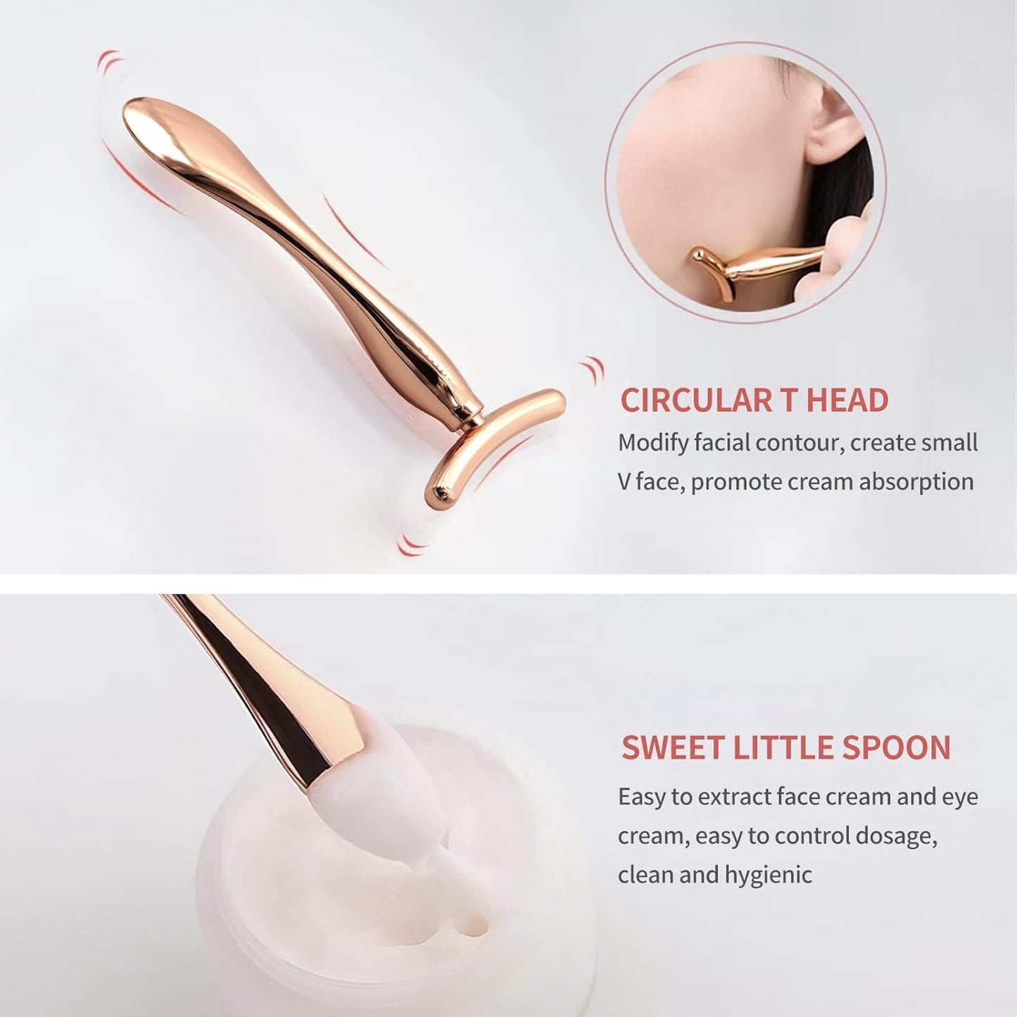 2PCS Metal Eye Cream Applicator Wand Stick, Massager Skin Care Tools, Face Roller Massager Tool,Eye Massage Wand Stick Girls Women Facial Massager for Reducing Puffiness Wrinkle