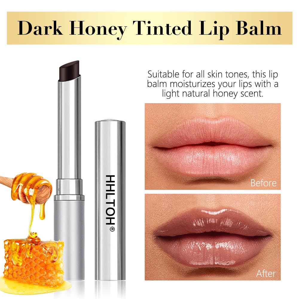 1PCS Honey Tinted Lip Balms Lip Stain, Sheer Hydrating Lip Balm for Women All Skin Tones, Korean Natural Black Cherry Lip Tint Moisturizing Nourishing Lips Balm Lipstick, Bálsamo labial con color miel
