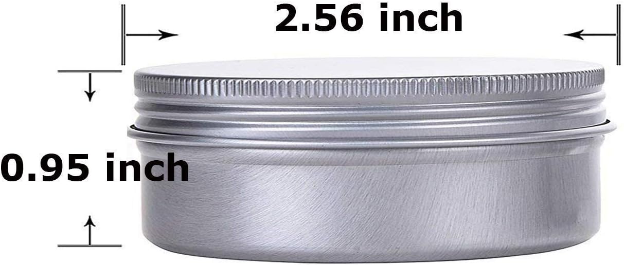 2 Ounce Aluminum Tin Jar Refillable Containers 60 ml Aluminum Screw Lid Round Tin Container Bottle for Cosmetic,Lip Balm, Cream, 24 Pack