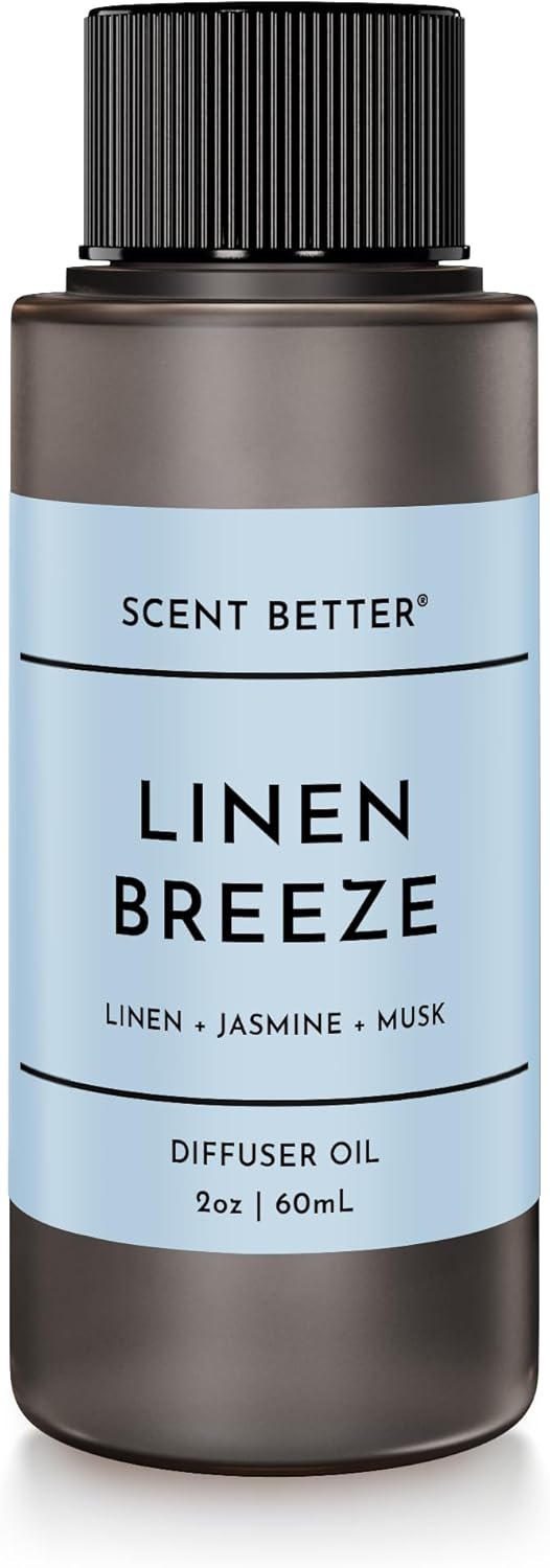 Scent Better Linen Breeze Aroma Essential Oil Blend: an Aromatherapy Blend of Linen, Jasmine, and Musk for Ultrasonic Diffusers & Nebulizers (2 Fl Oz, 60 mL)
