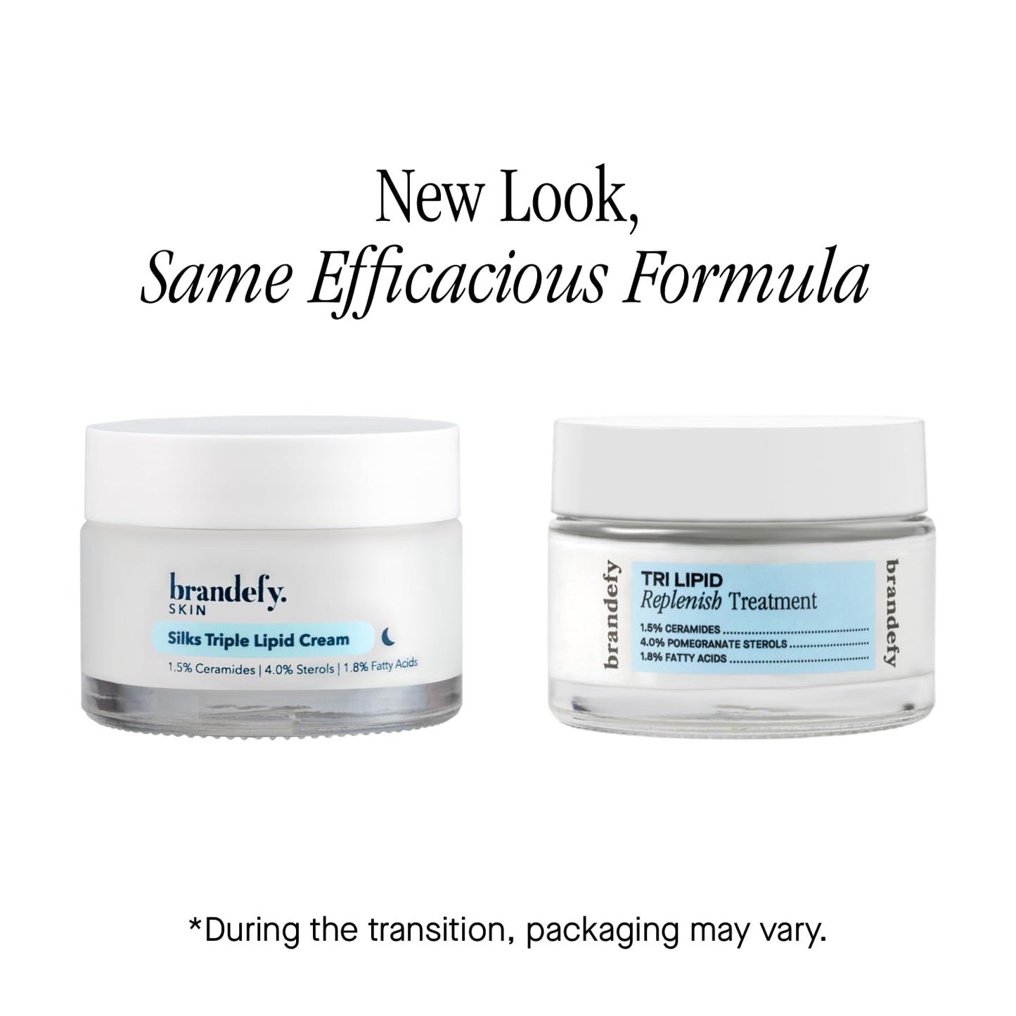 Brandefy Tri Lipid Replenish Treatment - 1.5% Ceramides, 4.0% Sterols, 1.8% Fatty Acids - Peptide Moisturizer, Hydrating Face Cream, Made in the USA (1.6 Oz)