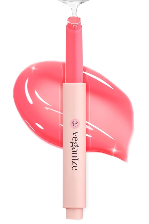 Veganize Collagen Lip Glass Balm | Hydrating Lip Balm in 9 Vibrant Colors | Moisturizing Lip Care Infused with Collagen Jelly Magic | No Animal Trial Lip Balm 0.06 oz (No. 3 Candy Apple)
