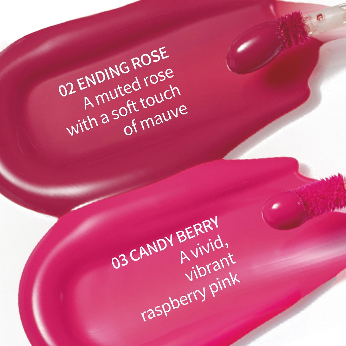 Pudding Glow Korean Lip Tint | Natural Lip Stain | Gloss to Stain | Long-Lasting & Non-Sticky | Lightweight Lip Tint 0.14 oz. (02 ENDING ROSE+03 CANDY BERRY)