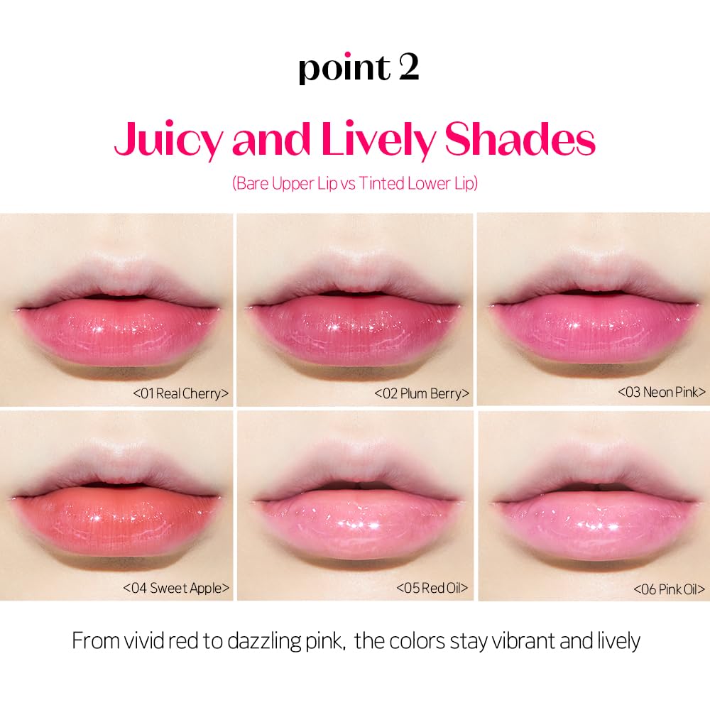 ETUDE Dear Darling Oil Tint #4 Sweet Apple 4.2g | High Moisturizing and Strong Hydrating Lip Oil/Lip Gloss | Smooth and Moist Lips | Non-Sticky Lip Oil Tint For Dry Lips | K-beauty