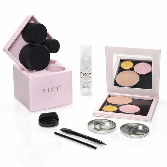 FIXY Makeup Repair Kit - Repressing tool for Eyeshadows, Blush & Highlighter or Depot | Organize Makeup Pans in Makeup Palette with Mirror | Makeup Artist Must Haves