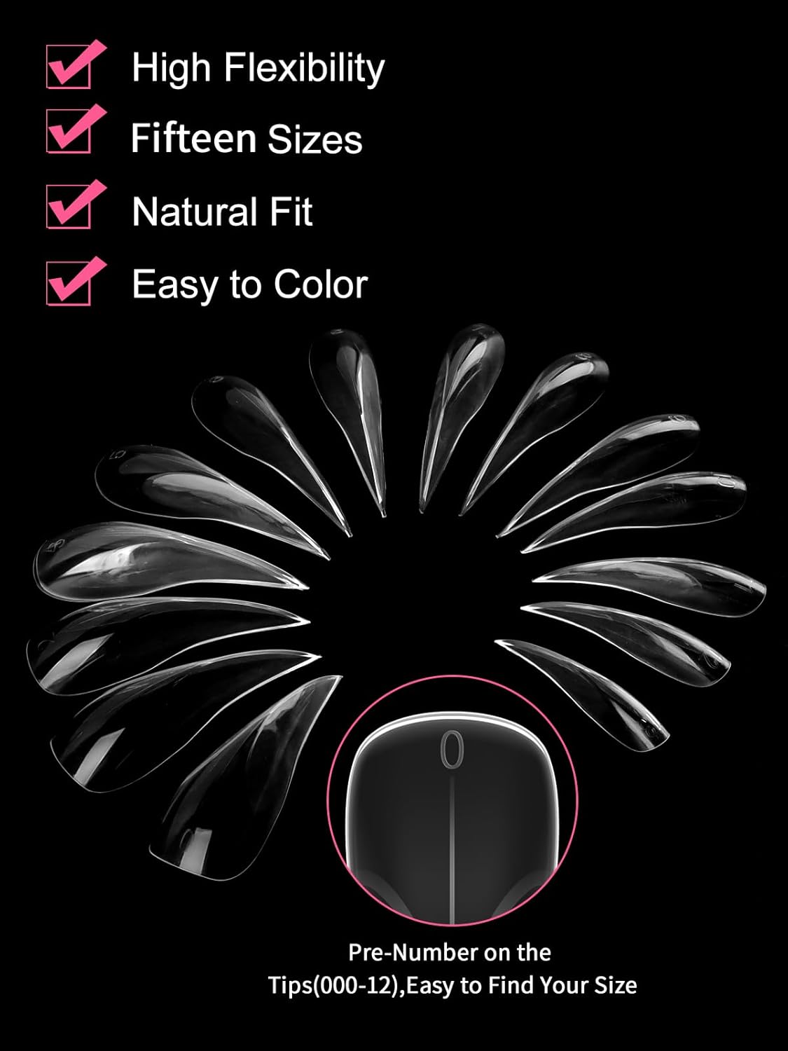 EBANKU Dual Nail Forms for Poly Extension Gel, 150 PCS Clear Eagle Claw Nail Molds Reusable 15 Sizes Hawk Curve Nail Extension Forms for Builder Gel Manicure Design Salon DIY