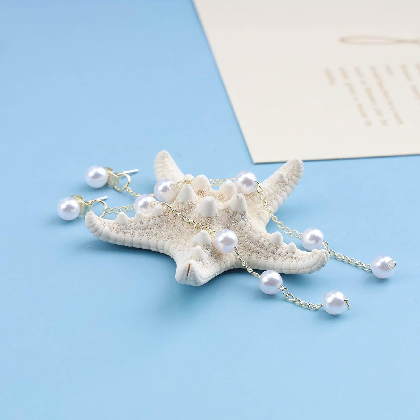 Boho Pearl Drop Earrings Long Pearl Tassel Earrings Gold Pearl Chain Earrings Vintage Pearl Stud Earrings Jewelry for Women