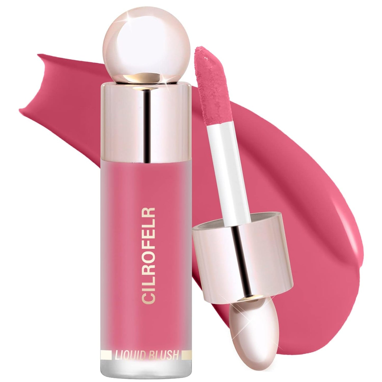 Cilrofelr Dewy Liquid Blush, Soft Cream Liquid Blush for Cheek, Buildable & Blendable Pigment, Lightweight & Smooth Texture, Longwear Formula for a Soft, Natural Flush (02 Fuchsia Pink)
