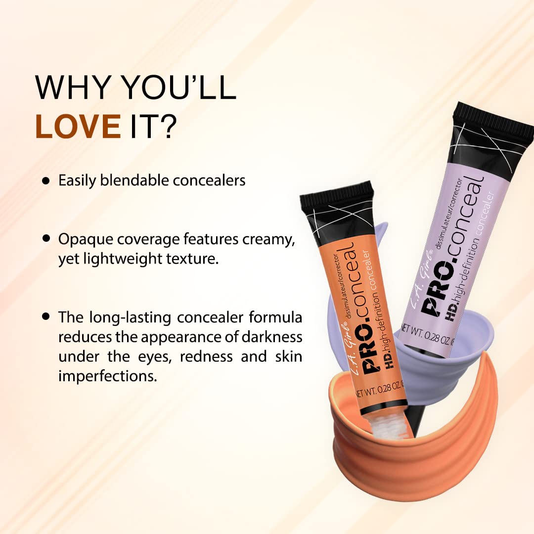 L.A. Girl Pro Conceal HD Concealer, Lavender Corrector, 0.28 Ounce