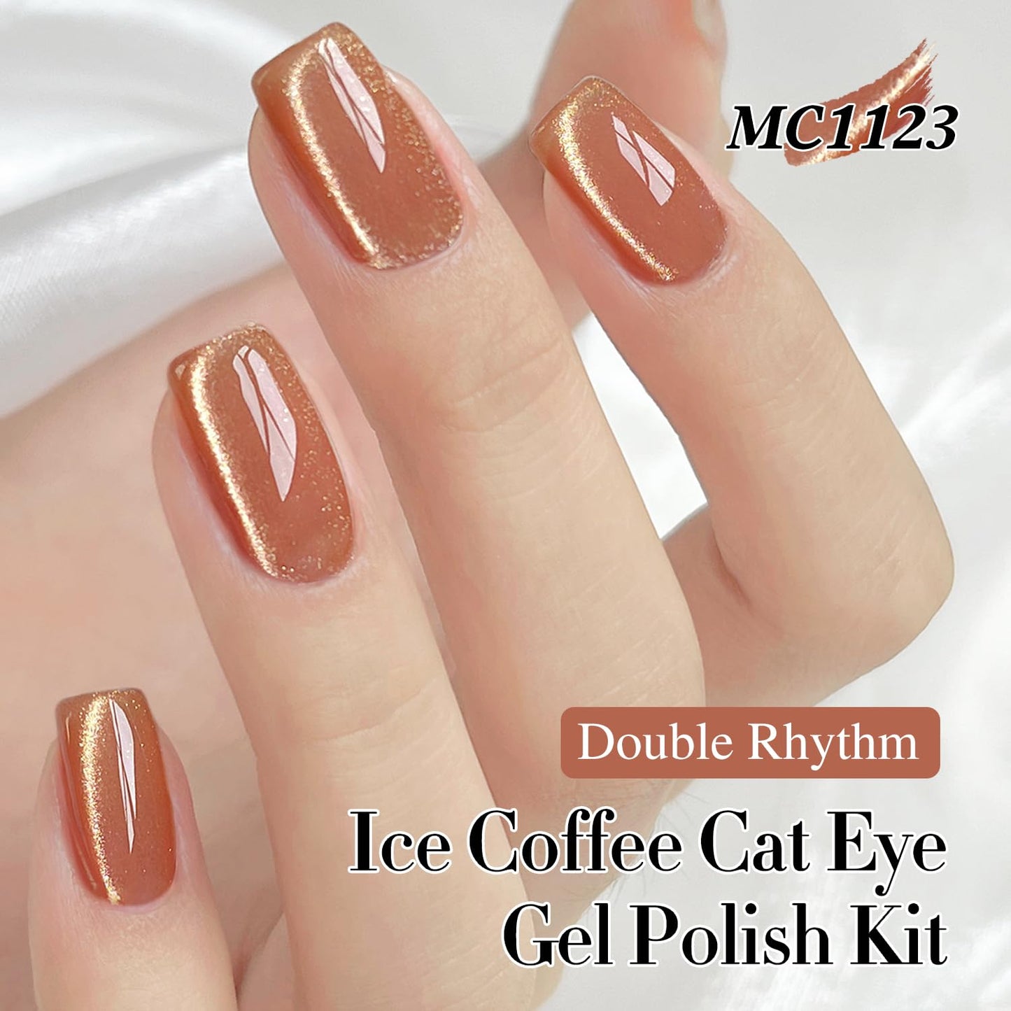 Double Rhythm 6 Colors Cat Eye Gel Polish Set Shimmer Glitter with Magnet Holographic Reflective Magnetic UV Nail Art Kit (6-Kit 42)