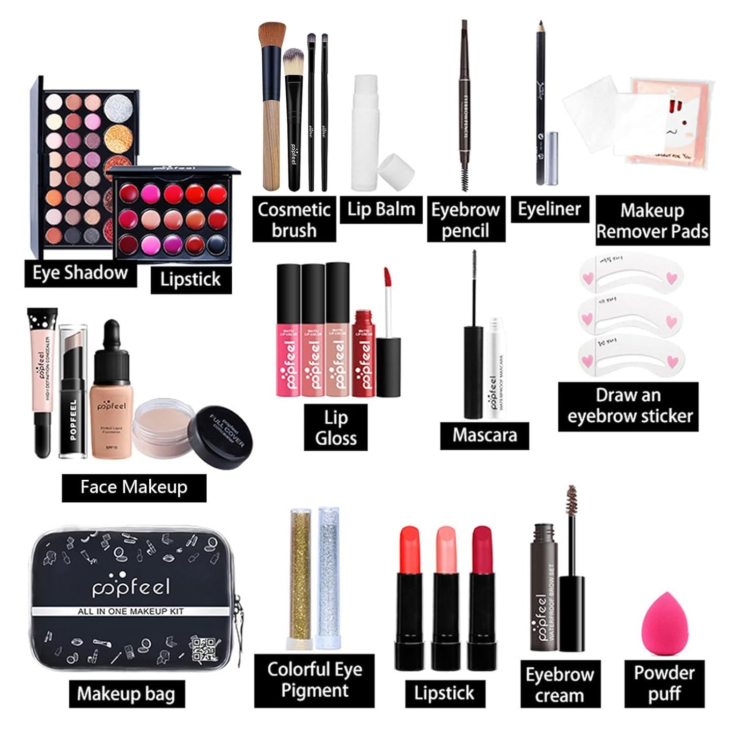 Makeup Kit for Women Full Kit, All-in-one Makeup Set, Include Eyeshadow Palette, Lip Gloss Set, Concealer, Foundation