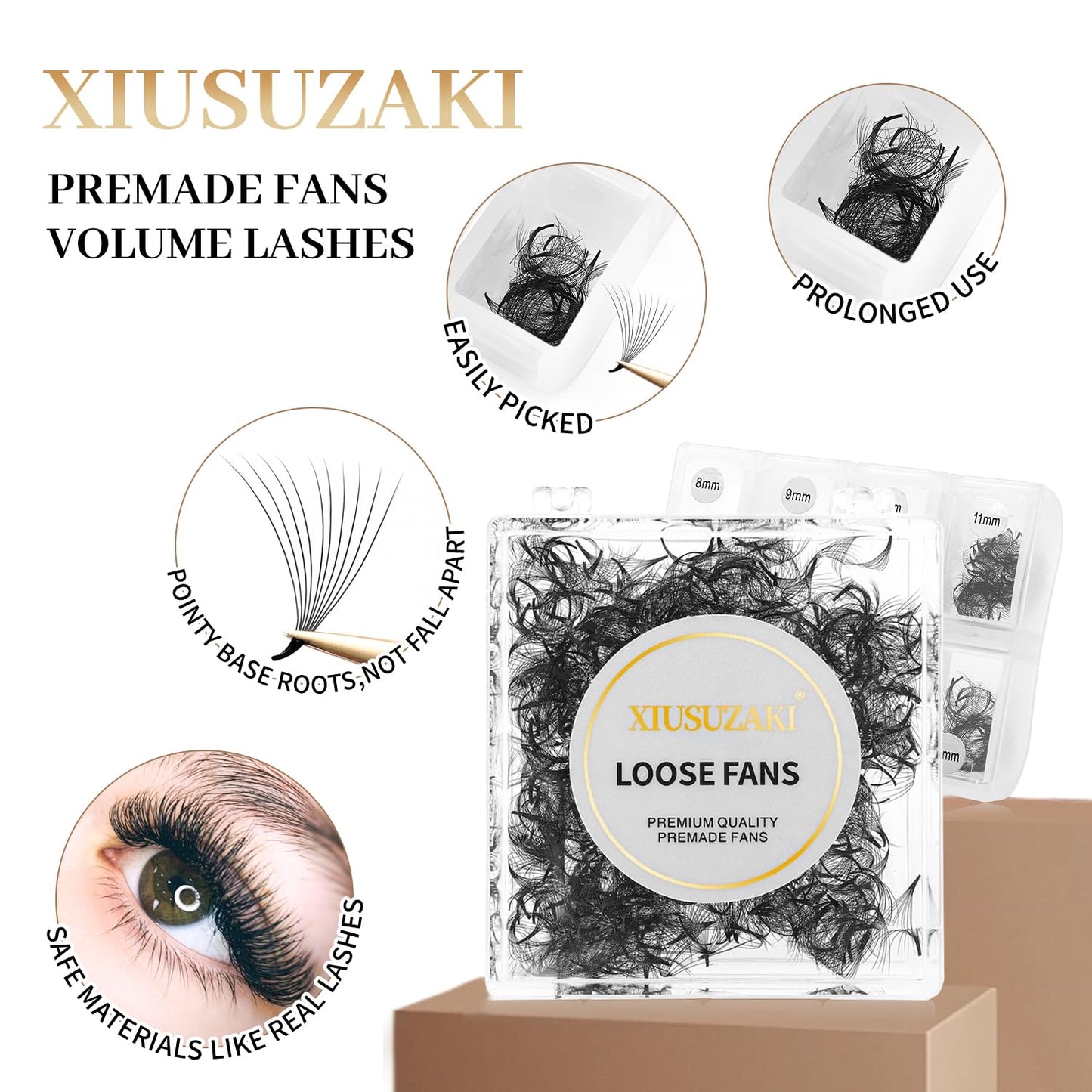 Premade 600 Fans Lash Extensions - 10D, 0.07 Thickness, D Curl, 15mm Fluffy Soft