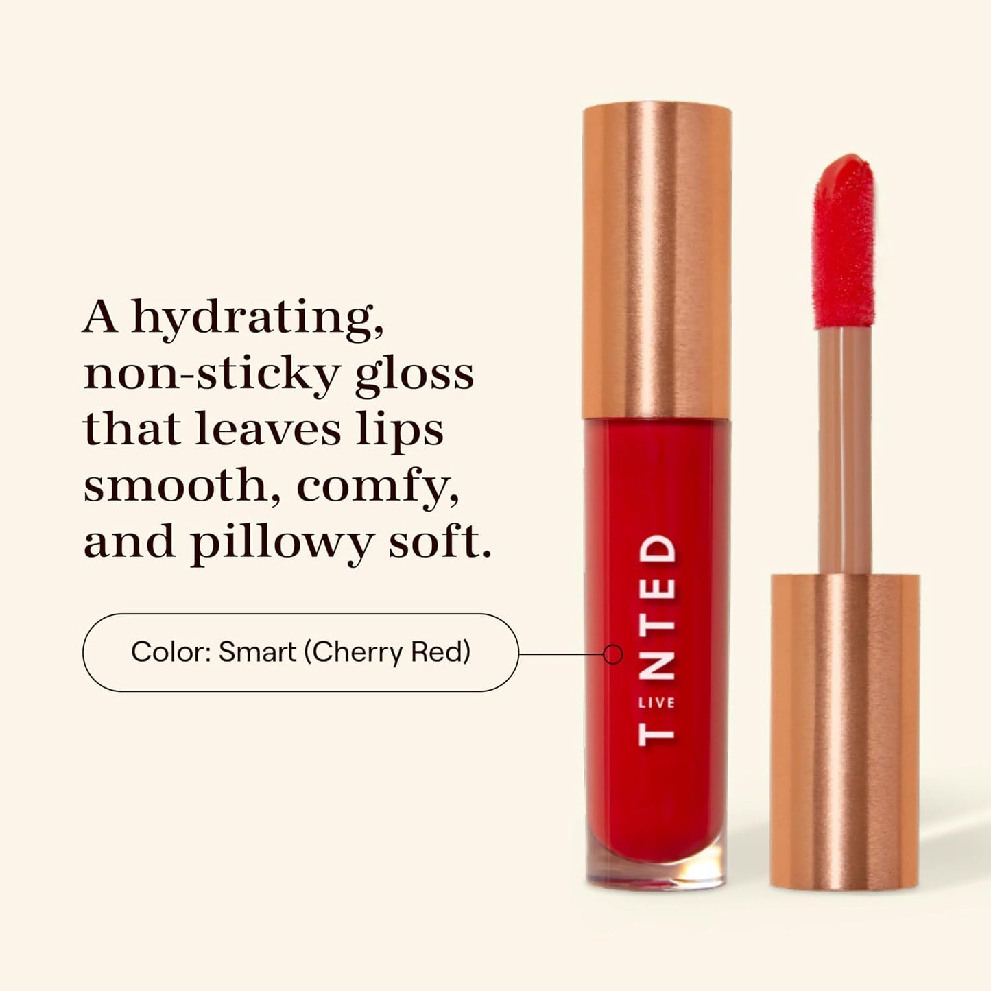 Live Tinted Huegloss High-Shine Lip Gloss - Hydrating, Non-Sticky, Moisturizing Lip Gloss with Hyaluronic Acid, Coconut Oil, and Shea Butter For a Soft Barrier & Seals in Moisture - Cherry Red