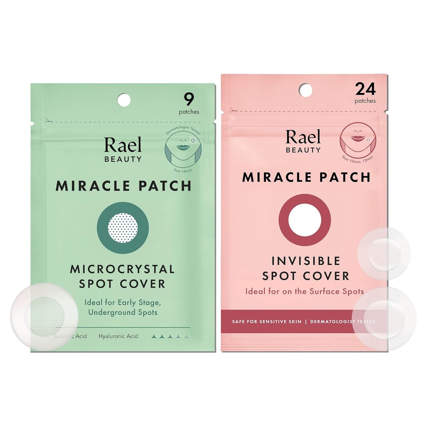 Rael Pimple Patches, Invisible & Microcrystal Spot Cover - Hydrocolloid Acne Patch for Face, Zit and Blemish, Breakouts, Vegan, Korean Skin Care (33 Count)