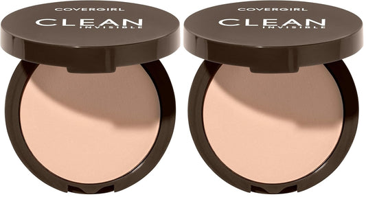 Covergirl Clean Invisible Pressed Powder, Lightweight, Breathable, Vegan Formula, Creamy Natural 120, 0.38oz (Pack of 2)