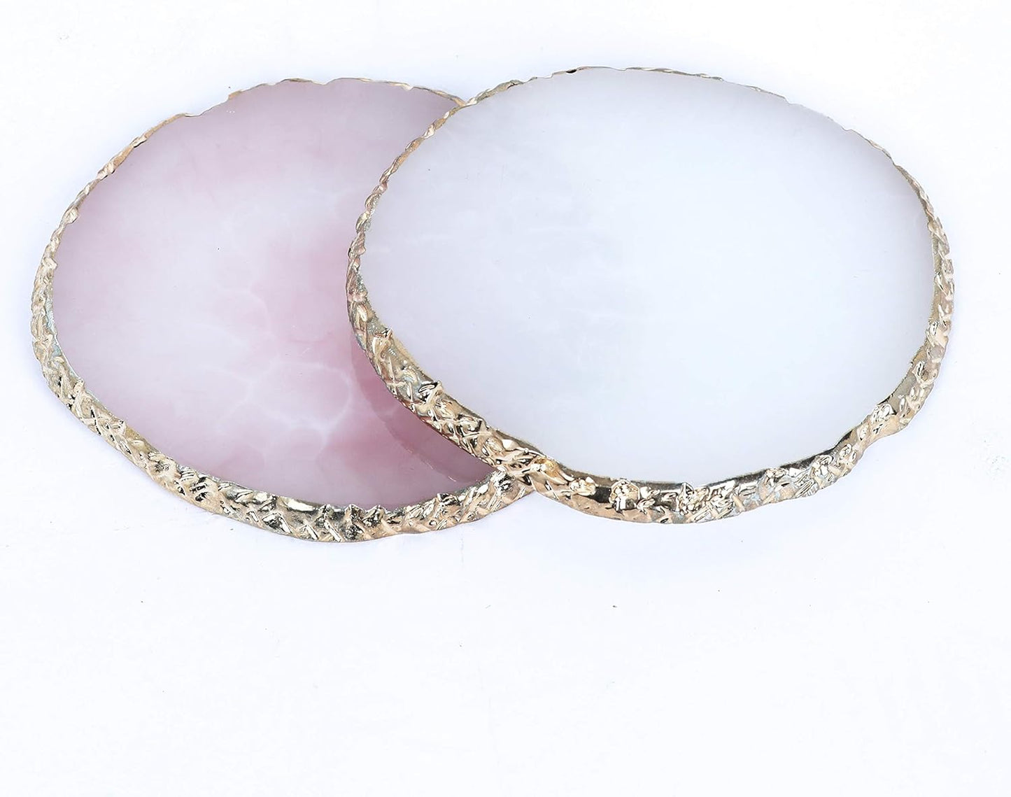 2Pack Resin Nail Art Palette,Nail Art Color Mixing Palette,Nail Art Painting Gel Palette Manicure Tool, Cosmetic Artist Mixing Palette(Pink & White)