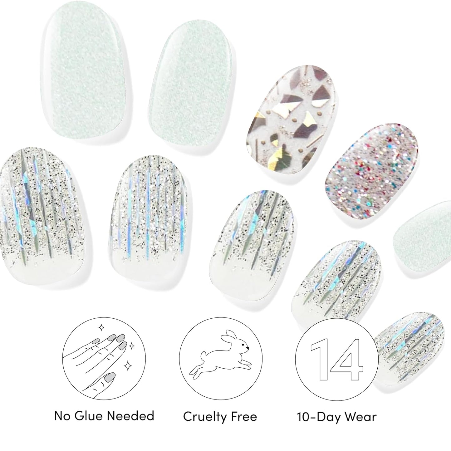 Dashing Diva Gloss Nail Strips Bundle - The Glam Collection - Meteor Shower & Going Platinum - UV Free, Chip Resistant, Long Lasting Gel Stickers - Contains 2 Sets