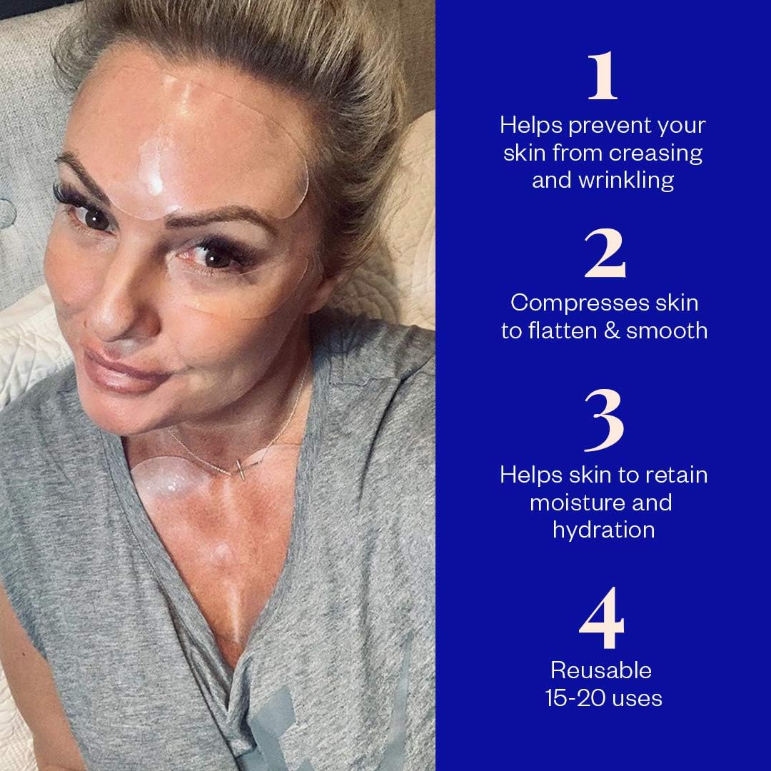 Wrinkles Schminkles Chest, Cleavage & Body Stretch Mark Wrinkle Patches | Reusable Hypoallergenic Pregnancy Safe Silicone Smoothing Pads to Prevent and Reduce Wrinkles & Stretch Marks | 2 Pack