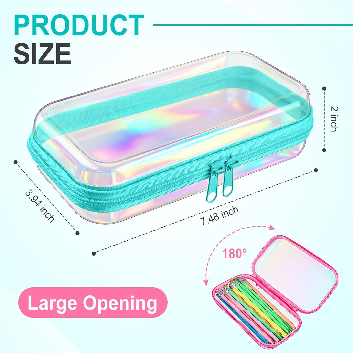 Hoolerry 3 Pcs Clear Hard Zipper Case Plastic Pouch Transparent Hard Case Clear Makeup Bag Portable Travel Organizer Bin for Cosmetics, Building Blocks, Puzzles(Laser,S)