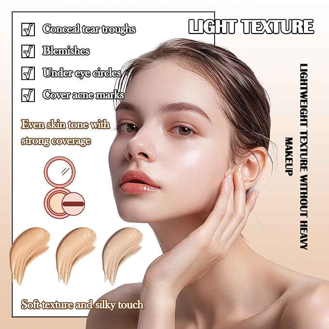 3 Colors Corrector Palette,Full Coverage Cream Concealer Liquid Foundation with Brush,Waterproof Color Correcting Concealer Long Lasting Foundation Contour Makeup Palette for Women