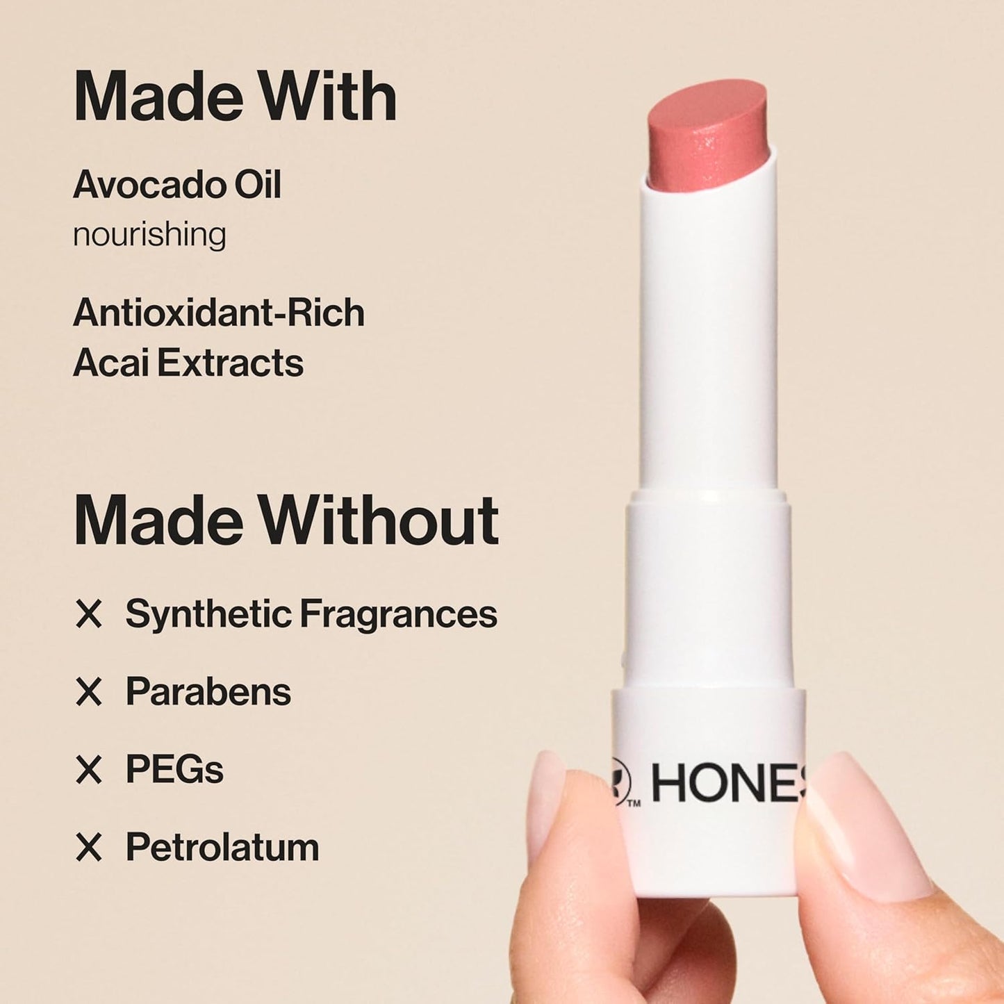 Honest Beauty Moisturizing Vegan Tinted Lip Balm | Antioxidant-rich Acai Extracts + Avocado Oil | Paraben Free + Cruelty Free | Dragon Fruit