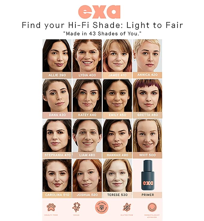 Exa Beauty - Natural High Fidelity Foundation | Clean, Vegan, Cruelty-Free Makeup (Dawn 370)